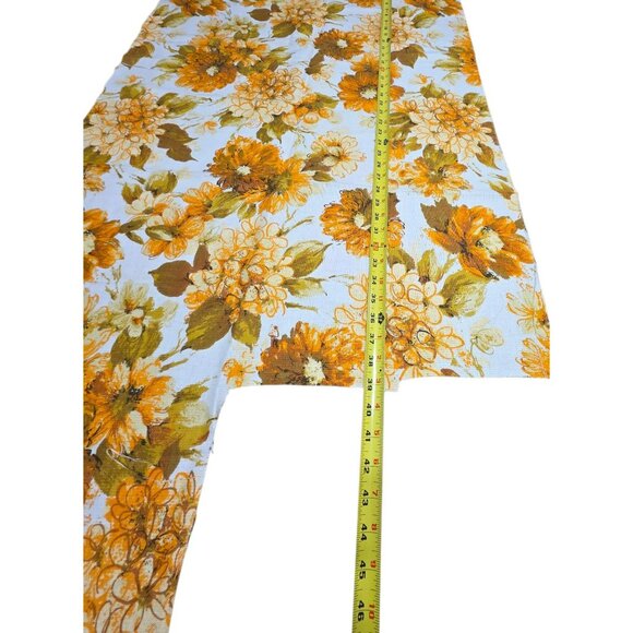 1970s Floral Fabric MCM Flowers Mod Orange Green VAT Upholstery 3 yards 54" VTG - Picture 8 of 11